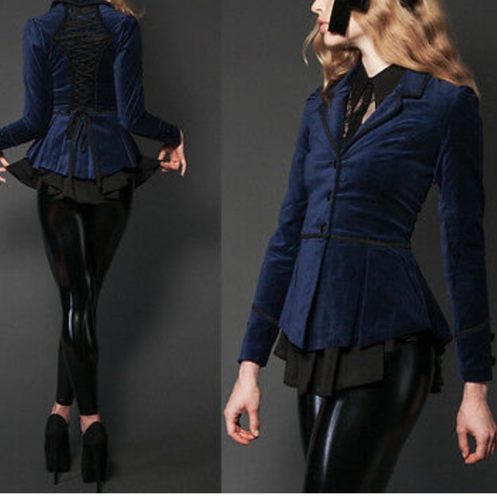 Black velvet steampunk blazer